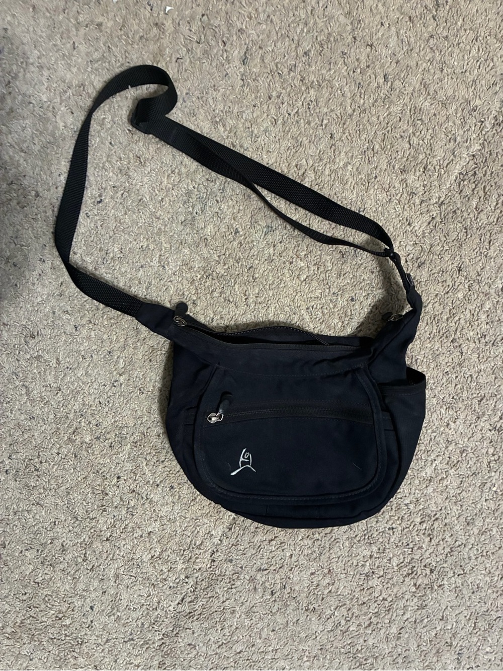 Black Crossbody Sling Bag with Logo